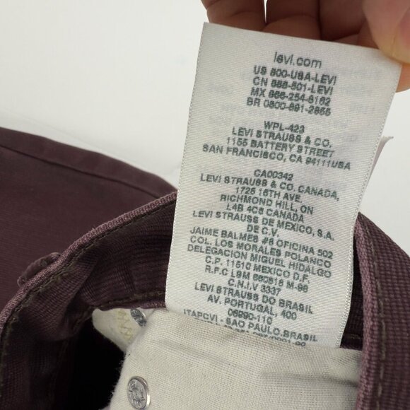 LEVI’S 514 sz 30 X 32 Straight Burgundy Corduroy‎ Pants - Picture 5 of 7